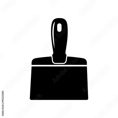 A stark black silhouette of a putty knife commonly used for applying and smoothing materials silhouette