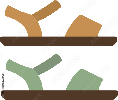 Flat illustration set featuring two pairs of minimalist summer sandals.