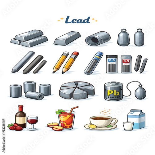 Lead Element Symbol Pb Chemical Metal Industrial Material Concept Illustration