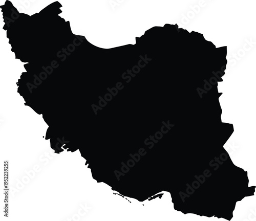 Black silhouette of Iran map on white background