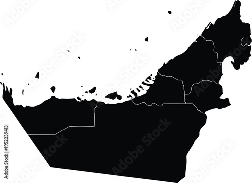 United Arab Emirates map silhouette black country