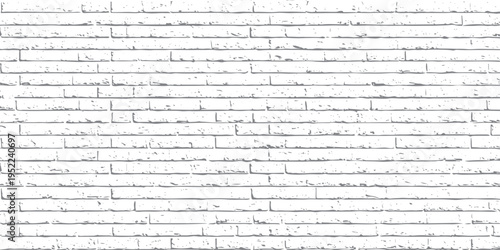 White brick wall texture with distressed grey mortar lines