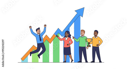 Set of 4 people celebrating business success vector