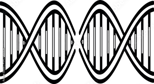Black and white DNA double helix structure vector illustration for science and biology