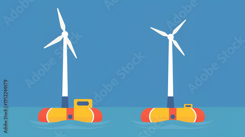 Vector plant generator icons buoy kinetic module energy harvesting wind icon footstep