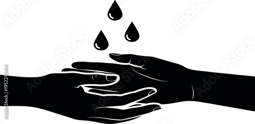 Black vector hand with water droplets icon