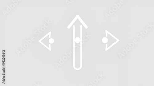 Three-way direction, make a choice, 3 arrows pointing in different directions, simple icon. White linear icon with editable stroke and shadow on transparent background