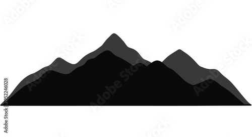 Black mountain range graphic with layered peaks on transparent background silhouette