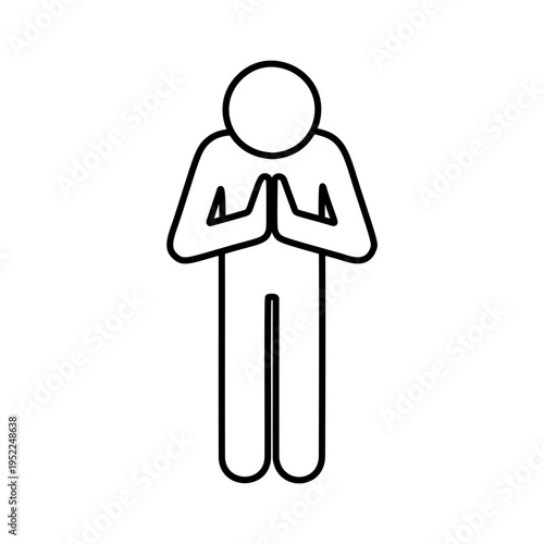 謝る人物のラインアイコン（黒）