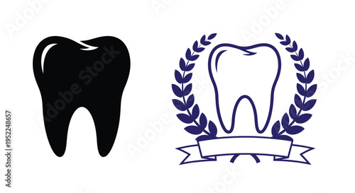 Dental health illustration featuring a tooth and laurel wreath design