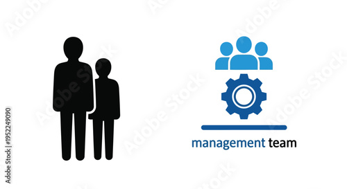 Illustration depicting a family and a management team graphic