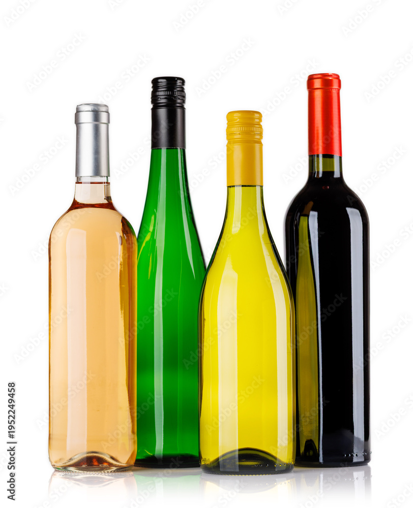 Naklejka premium Different wine bottles on white background