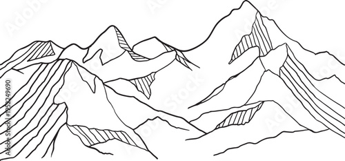 Mountain range landscape drawing