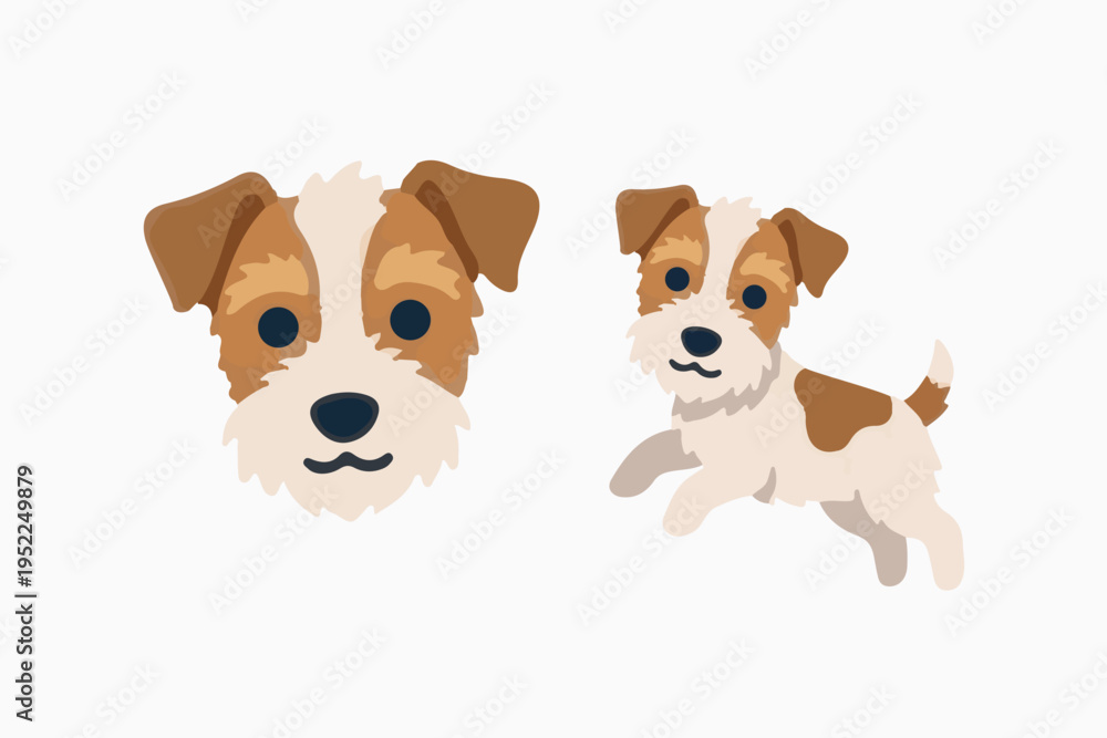 Fototapeta premium Cute Cartoon Dog Breeds Illustrations Set