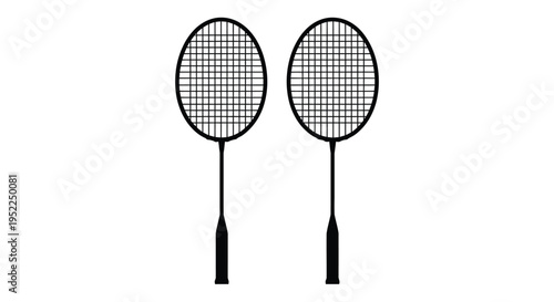 Two black badminton rackets displayed against a plain white background