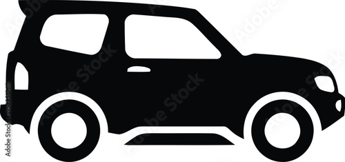 Vector silhouette of a small 3-door SUV isolated on a white background