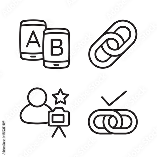 Mobile SEO and Link Building Strategy Linear Vectors