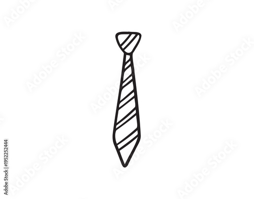 Necktie Hand drawn doodle tie element, art, icon, symbol. Isolated black and white necktie clipart element