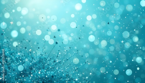 Glittery teal, turquoise, aqua, and mint tones with sparkling confetti texture, vibrant shimmering background ideal for flyers