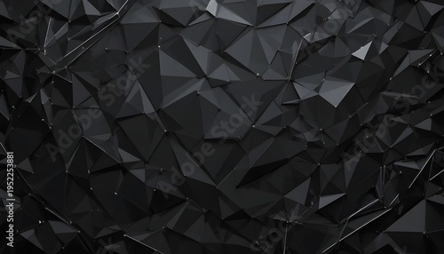 Black premium luxury background with dark polygonal pattern and sleek silver triangle line accents