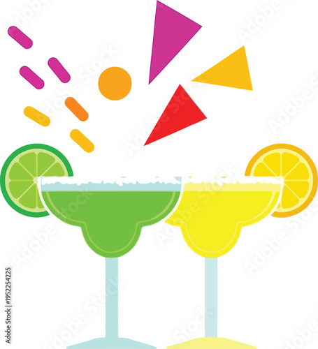 Vibrant Cocktail Shaker with Citrus and Garnish Illustration
