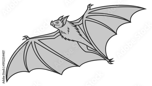 Flying Bat Vector Illustration Isolated on White Background for Halloween Graphic Design Projects and Wildlife Education Materials