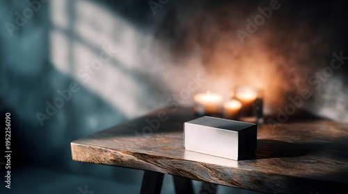 a dimly lit room with a candle burning, casting soft light