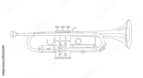 Line drawing of a brass trumpet viewed from the side