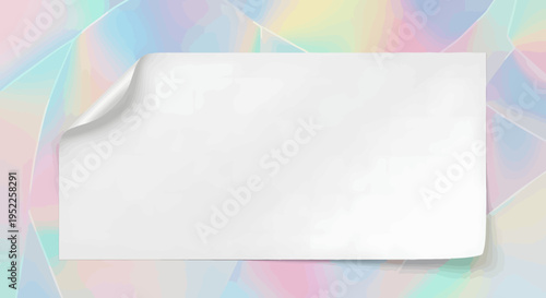Abstract holographic background with a blank white paper template, perfect for modern digital design presentations, creating elegant visual displays or a minimalist placeholder for content