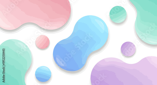 Pastel Abstract Background with Organic Shapes and Bubbles in Soft Colors