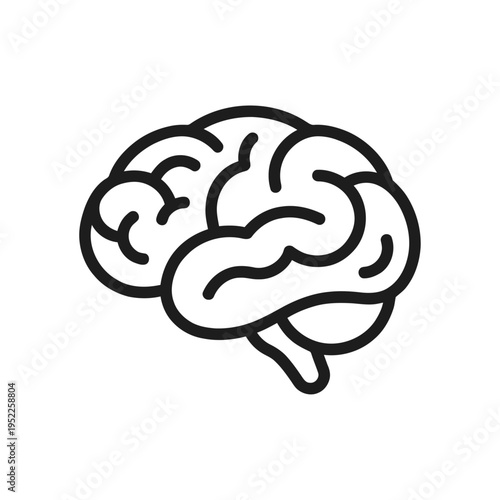 Brain side view line art vector. mind icon, medical app and web illustration.