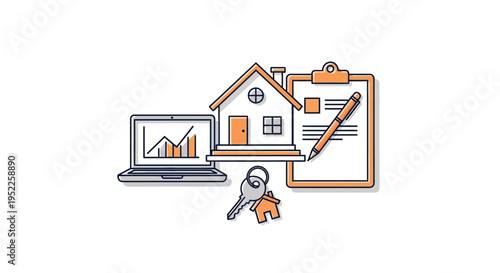 Real estate investment property evaluation and digital home buying concept