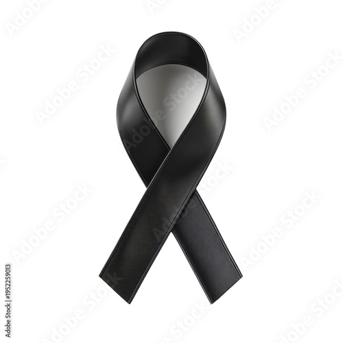 Professional Black Ribbon 3D Render Icon Isolated on White Background