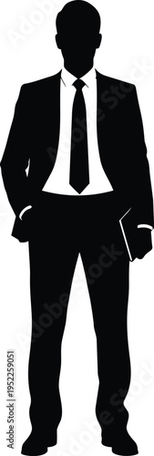 Silhouette of a businessman in formal suit and tie