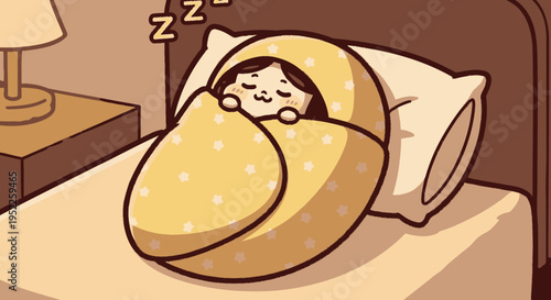Sleeping Baby Wrapped in Star Blanket on Cozy Bed
