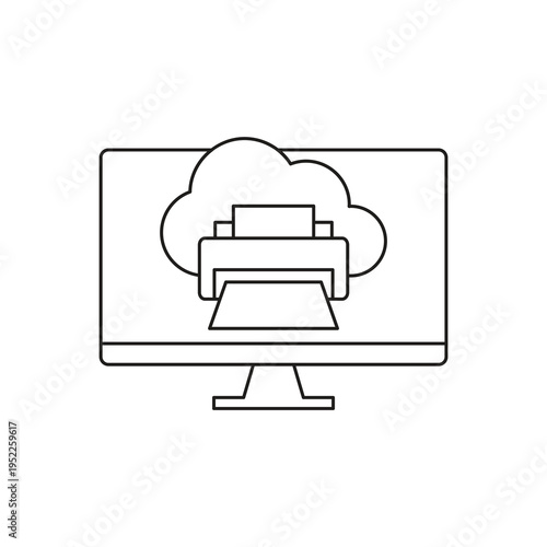 Cloud printing service on monitor screen
