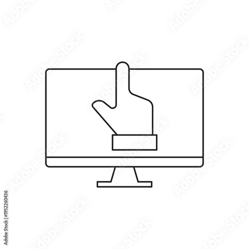 Touch screen monitor interaction line icon