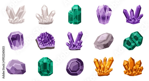 Collection of various colorful crystals and gemstones