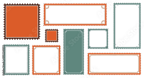 vintage postage stamp templates, blank labels, and borders