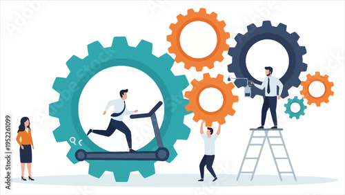 Business Development and Teamwork Vector Illustration – Collaboration and Corporate Growth Concept.