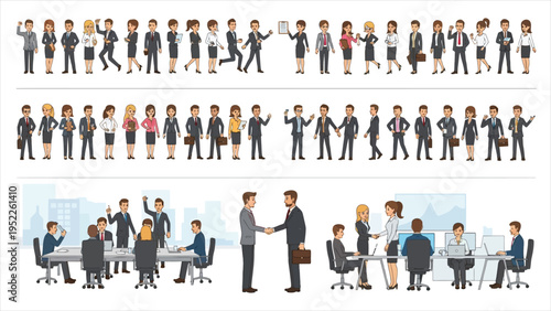 Business People Vector Set – Male and Female Professionals Illustration Collection