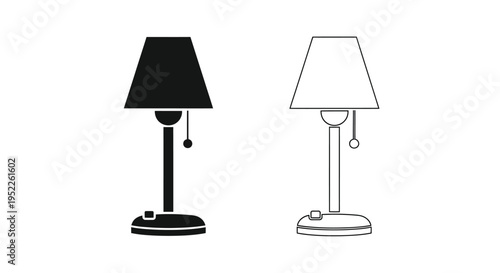 Two table lamps displayed one dark and one light outline