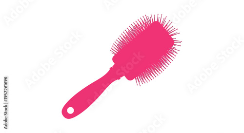 A vibrant pink hairbrush isolated on a clean white background
