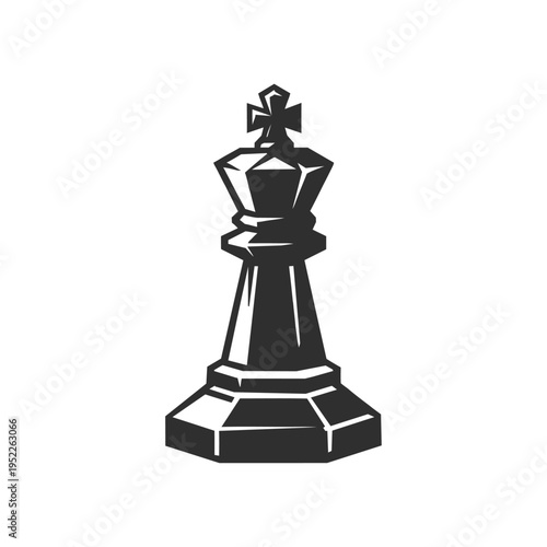 black chess king piece icon vector illustration isolated on white.