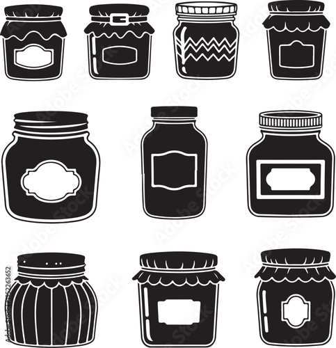 Glass jar icon vector set. bottle illustration sign collection. conservation symbol on white background.