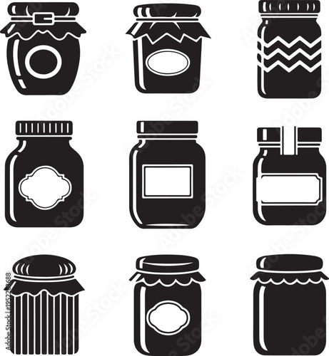 Glass jar icon vector set. bottle illustration sign collection. conservation symbol on white background.