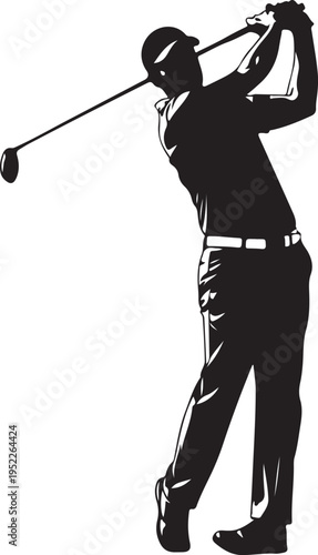 Golf player icon, golfer abstract vector silhouette