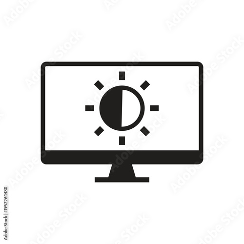 Screen brightness setting icon on computer solid