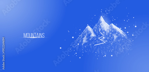Mountains, success business startup, innovation, growth, travel, freedom concept. Polygonal wireframe vector illustration.