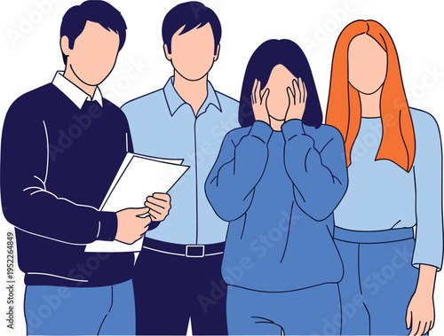 Group of People Showing Emotional Support and Comfort Illustration with Friends Helping Sad Woman Mental Health Awareness and Social Care Concept